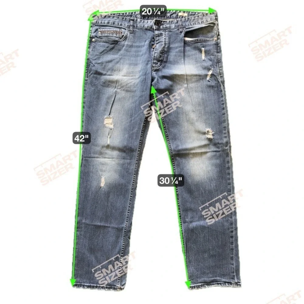 Calvin Klein Jeans Men Slim Fit Distressed Blue Denim Button Fly Pants 38x32 - Picture 3 of 9